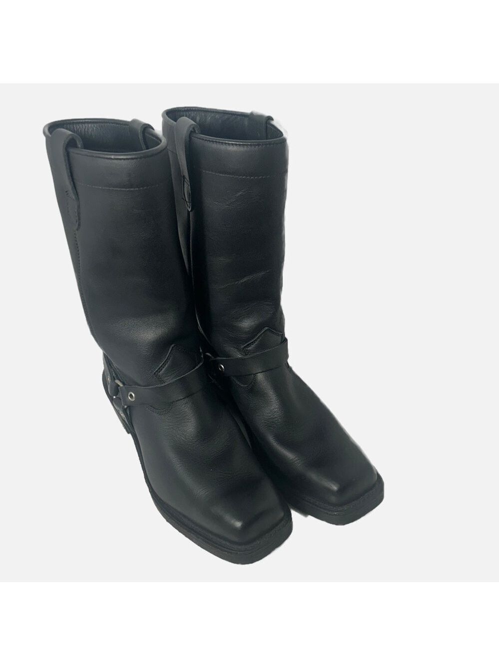 NEW Dayton Rebel Men’s Leather Boots Pull On Three Ring Vibram Square Toe Black